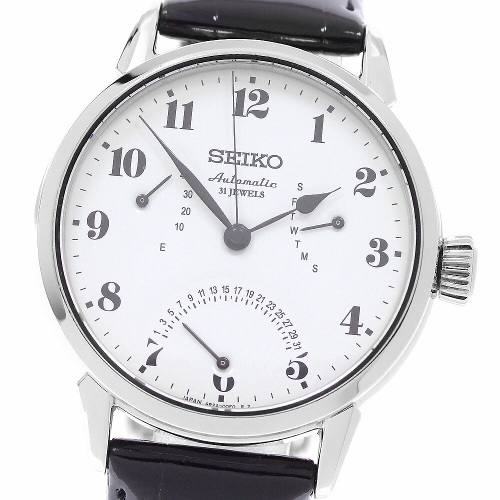 セイコー SEIKO SARD007/6R24-00E0 プレサージュ 琺瑯文字盤 パワーリザーブ デイデイト 自動巻き メンズ 良品 箱・保証書付き_960806【中古】