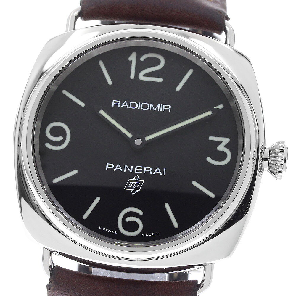 パネライ PANERAI PAM00753 ラジオミール ベース ロゴ 3デイス アッチャイオ 手巻き メンズ 箱・保証書付き_959991【中古】
