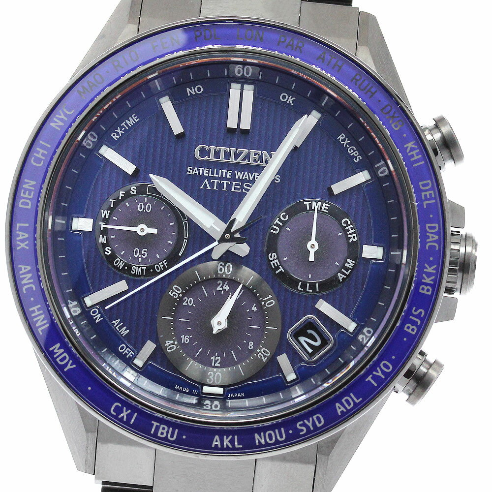 シチズン CITIZEN CC4059-64L/F950-0029S09 アテッサ ACT Line エコドライブ ソーラー電波 メンズ 極美品 箱・保証書付き_963071【中古】