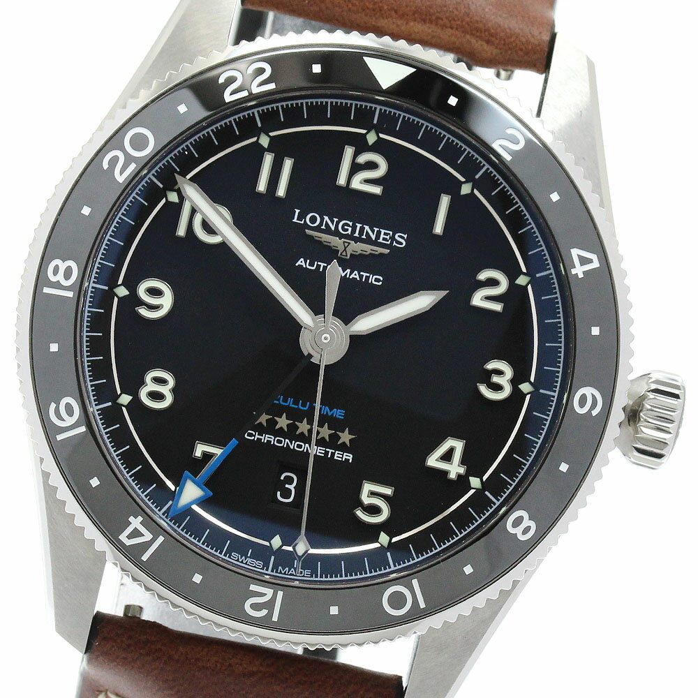 ロンジン LONGINES L3.812.4.53.2 ロンジン スピリット ZULU TIME デイト GMT 自動巻き メンズ 極美品 箱・保証書付き_963192【中古】