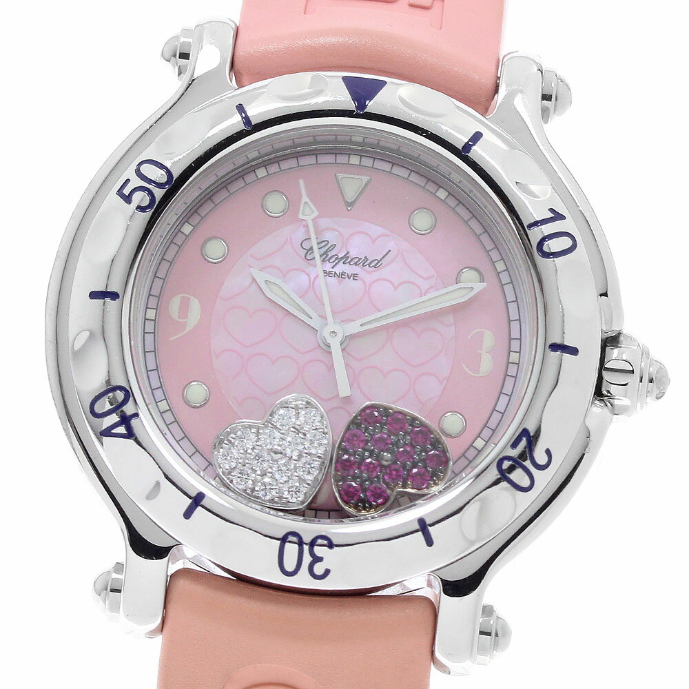 ショパール Chopard 27/8951 ハッピースポーツ ハートダイヤ ピンクサファイア クォー ...