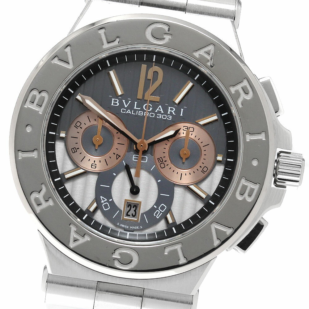 ブルガリ BVLGARI DG42SWGCH ディアゴノ カリブロ 303 K18WGベゼル クロノグラフ 自動巻き メンズ 箱・保証書付き_955092【中古】