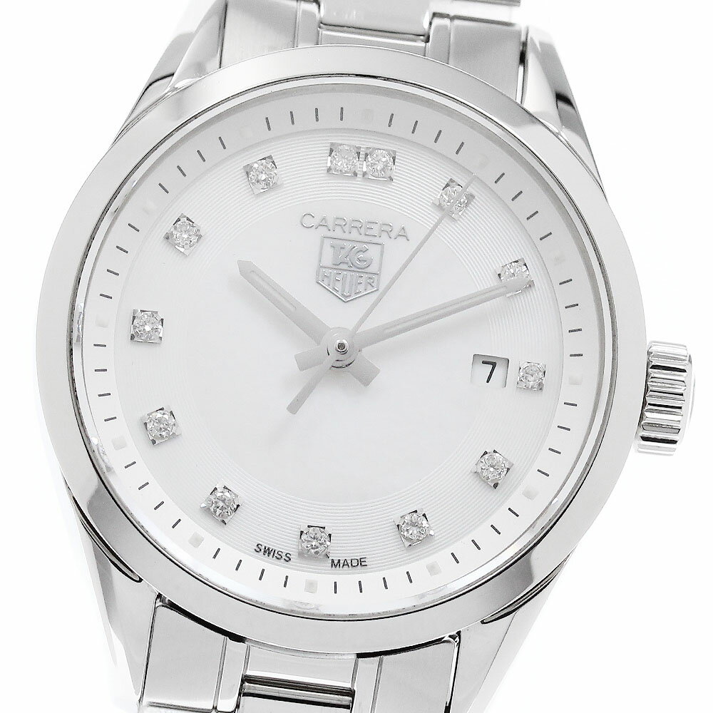 タグホイヤー TAG HEUER WV1411 カレラ 13Pダイヤ デイト クォーツ レディース 保証書付き_960223【中古】