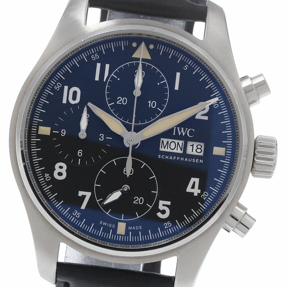 IWC SCHAFFHAUSEN IW387901 パイロットウォッチ スピットファイヤ クロノグラフ デイデイト 自動巻き メンズ 保証書付き_965555【中古】