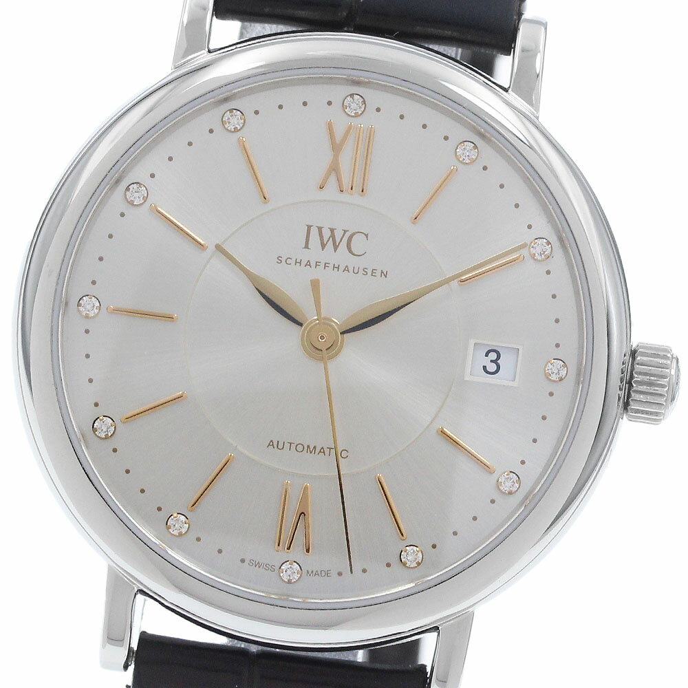 IWC SCHAFFHAUSEN IW458101 ポートフィノ 12Pダイヤ デイト 自動巻き ボーイズ 保証書付き_965563【中古】