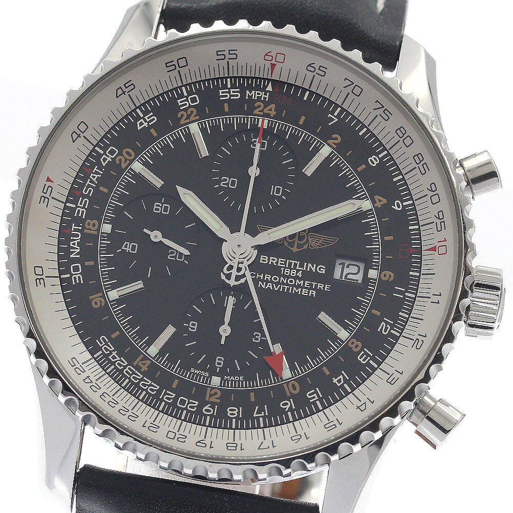 ブライトリング BREITLING A24322 ナビタイマー ワールド クロノグラフ GMT 自動巻き メンズ 良品 保証書付き_952716【中古】