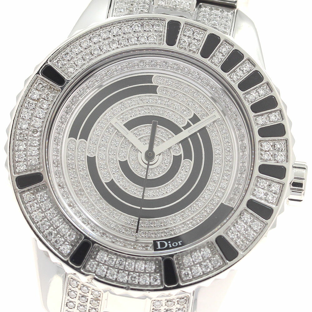訳あり クリスチャンディオール Christian Dior CD11311BM001 クリスタル ダイヤベゼル クォーツ レディース OH済み_959903【中古】