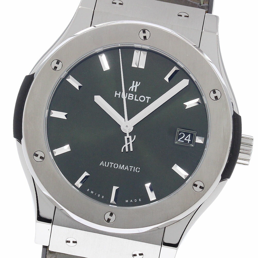 ウブロ HUBLOT 511.NX.8970.LR クラシック フュージョン チタニウム グリーン 自動巻き メンズ 美品 保証書付き_960611【中古】