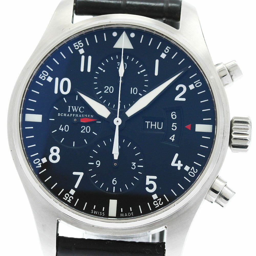 IWC IWC SCHAFFHAUSEN IW377701 パイロットウォッチ クロノグラフ デイデイト 自動巻き メンズ 保証書付き_962500