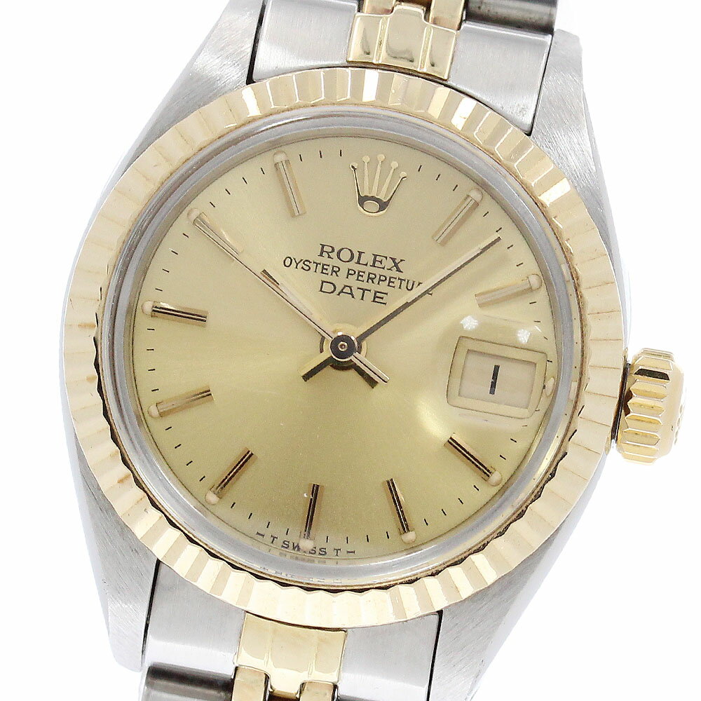 ロレックス ROLEX 6917/3 オイスター パーペチュアル デイト YGベゼル 自動巻き レディース 保証書付き_964941【中古】