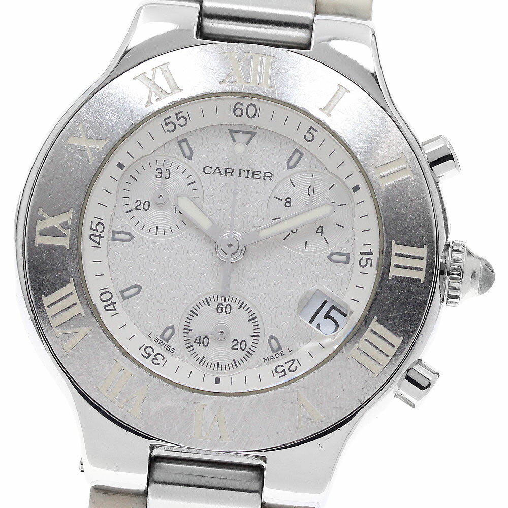 カルティエ CARTIER W10184U2 クロノスカフ デイト クォーツ メンズ 箱・保証書付き ...