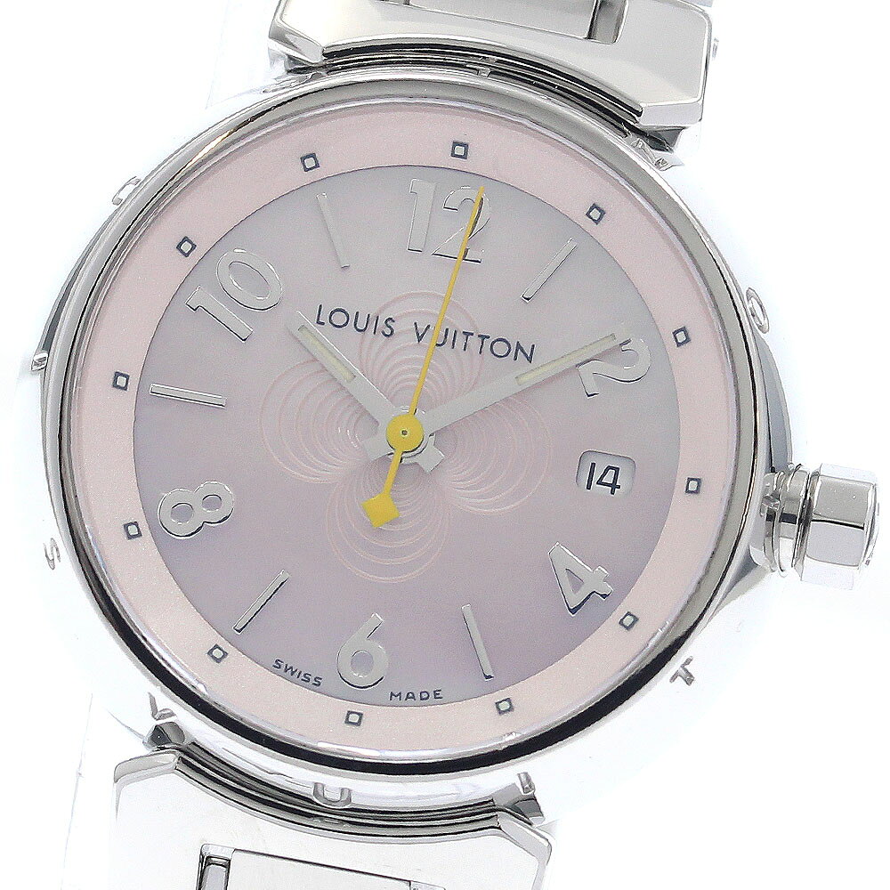 ルイ・ヴィトン LOUIS VUITTON Q1216 タンブールPM ラブリーピンク デイト クォーツ レディース 良品 _951811【中古】