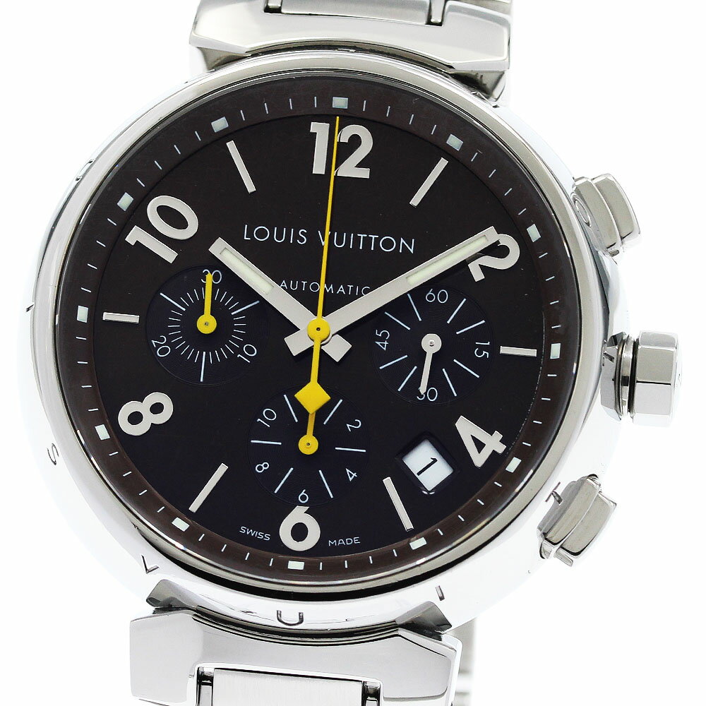 ルイ・ヴィトン LOUIS VUITTON Q1121 タンブール デイト クロノグラフ 自動巻き メンズ 箱付き_954223【中古】