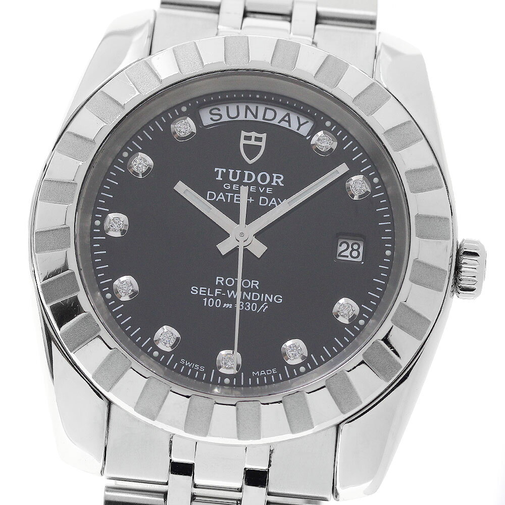 チュードル TUDOR 23010 クラシック デイトデイ 10Pダイヤ 自動巻き メンズ 保証書付き_962037【中古】