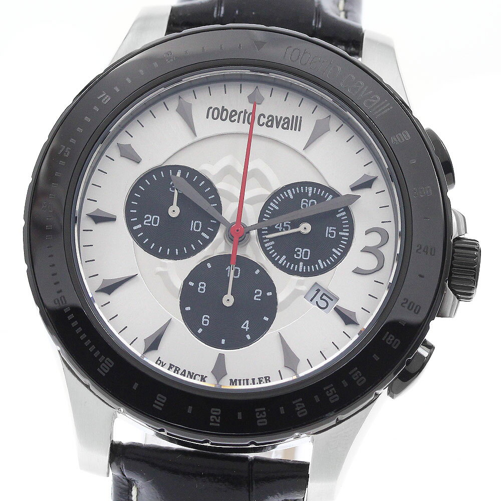 ロベルトカヴァリ Roberto Cavalli 1G014 By フランクミュラー クロノグラフ クォーツ メンズ 良品 内箱付き_964565【中古】