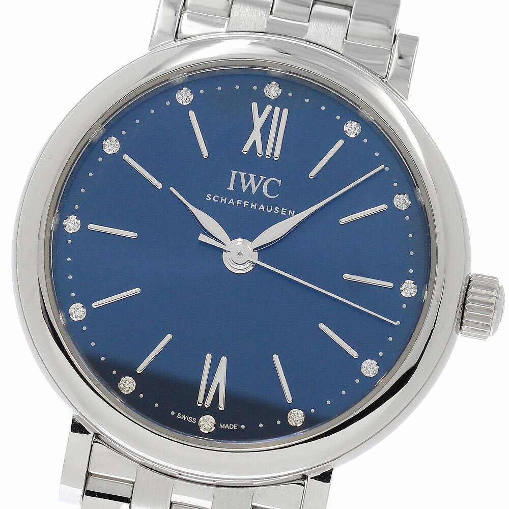 IWC IWC SCHAFFHAUSEN IW357413 ポートフィノ オートマティック 34 12Pダイヤ 自動巻き ボーイズ 美品 保証書付き_966531【中古】