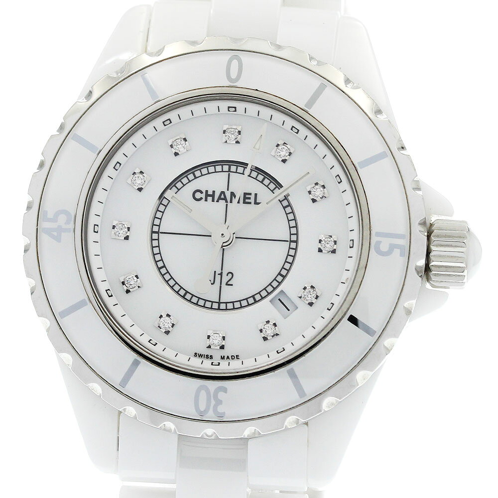 シャネル CHANEL H1628 J12 白セラミック 12Pダイヤ クォーツ レディース _933539【中古】