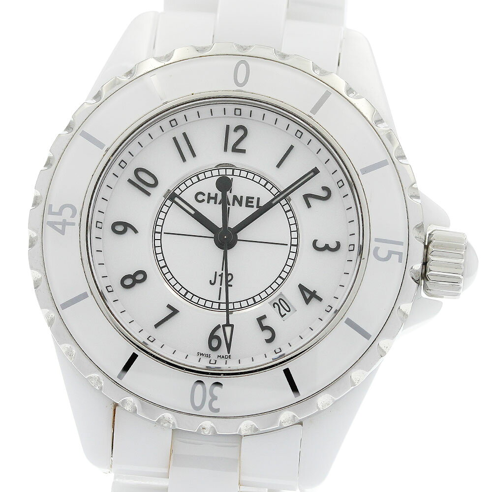シャネル CHANEL H0968 J12 33mm 白セラミック デイト クォーツ レディース 良品 _938342【中古】