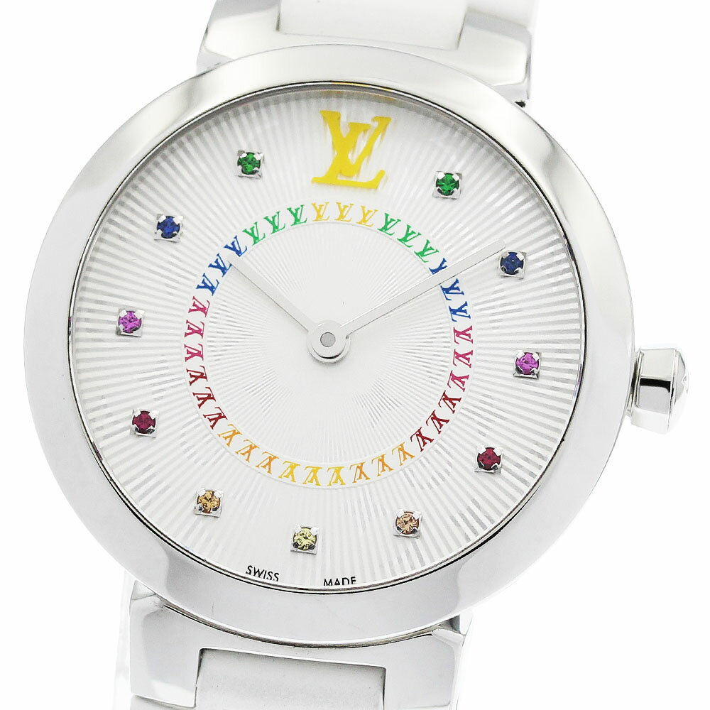 ルイ・ヴィトン LOUIS VUITTON QA158Z タンブール スリム PM 11Pマルチストーン クォーツ レディース 美品 箱・保証書付き_964100【中古】
