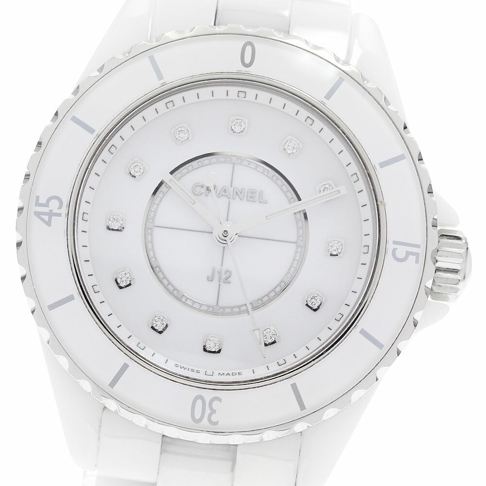 シャネル CHANEL H5703 J12 ホワイトセラミック 12Pダイヤ クォーツ レディース 良品 _966459【中古】