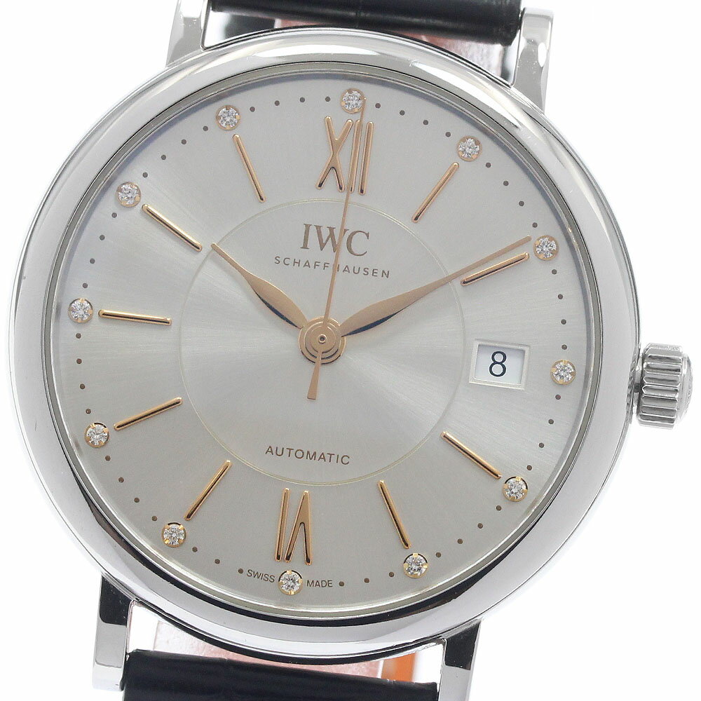 IWC SCHAFFHAUSEN IW458101 ポートフィノ 12Pダイヤ デイト 自動巻き ボーイズ _966524【中古】
