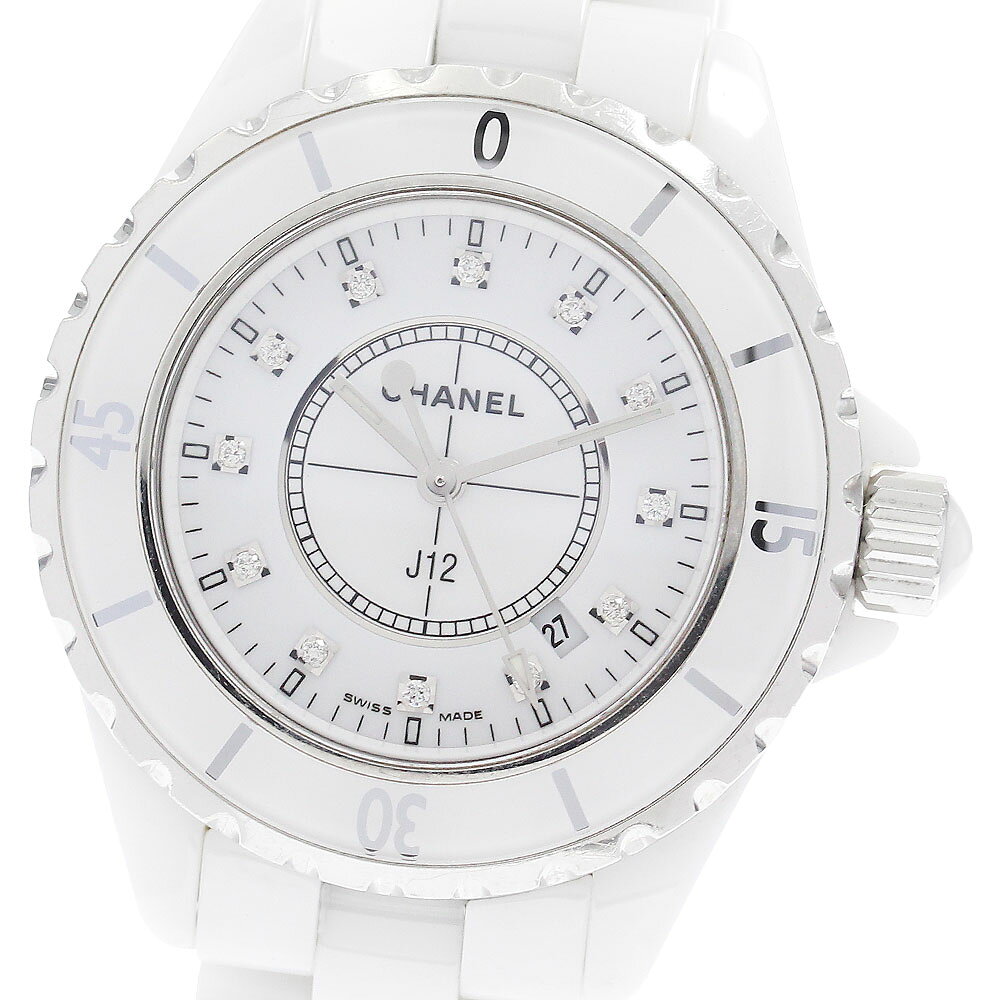 シャネル CHANEL H1628 J12 白セラミック 12Pダイヤ クォーツ レディース _956587【中古】