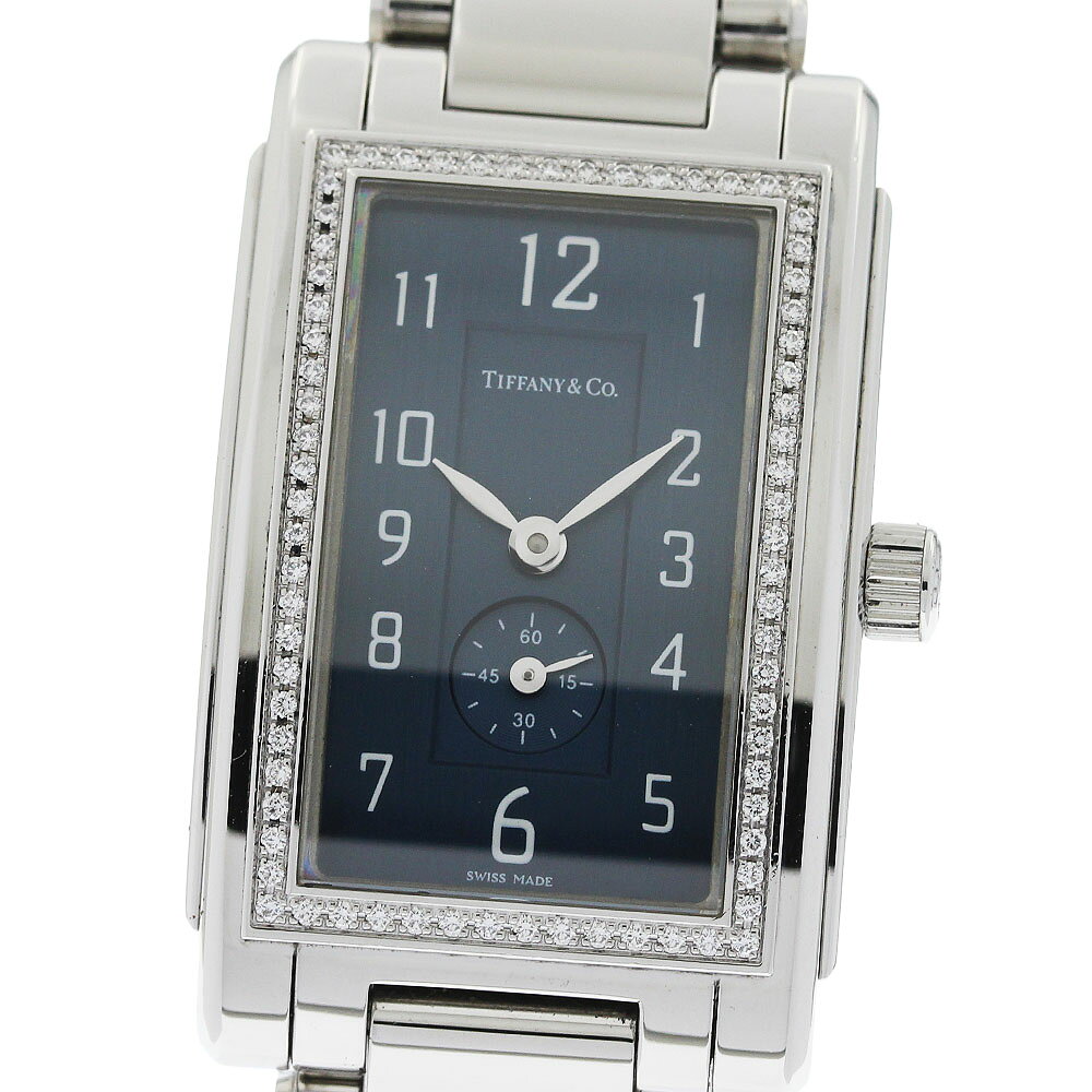ティファニー TIFFANY&Co. グランド レクタンギュラー スモールセコンド ダイヤベゼル クォーツ レディース _965099【中古】