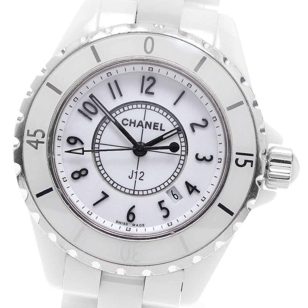 シャネル CHANEL H0968 J12 33mm 白セラミック デイト クォーツ レディース _937460【中古】