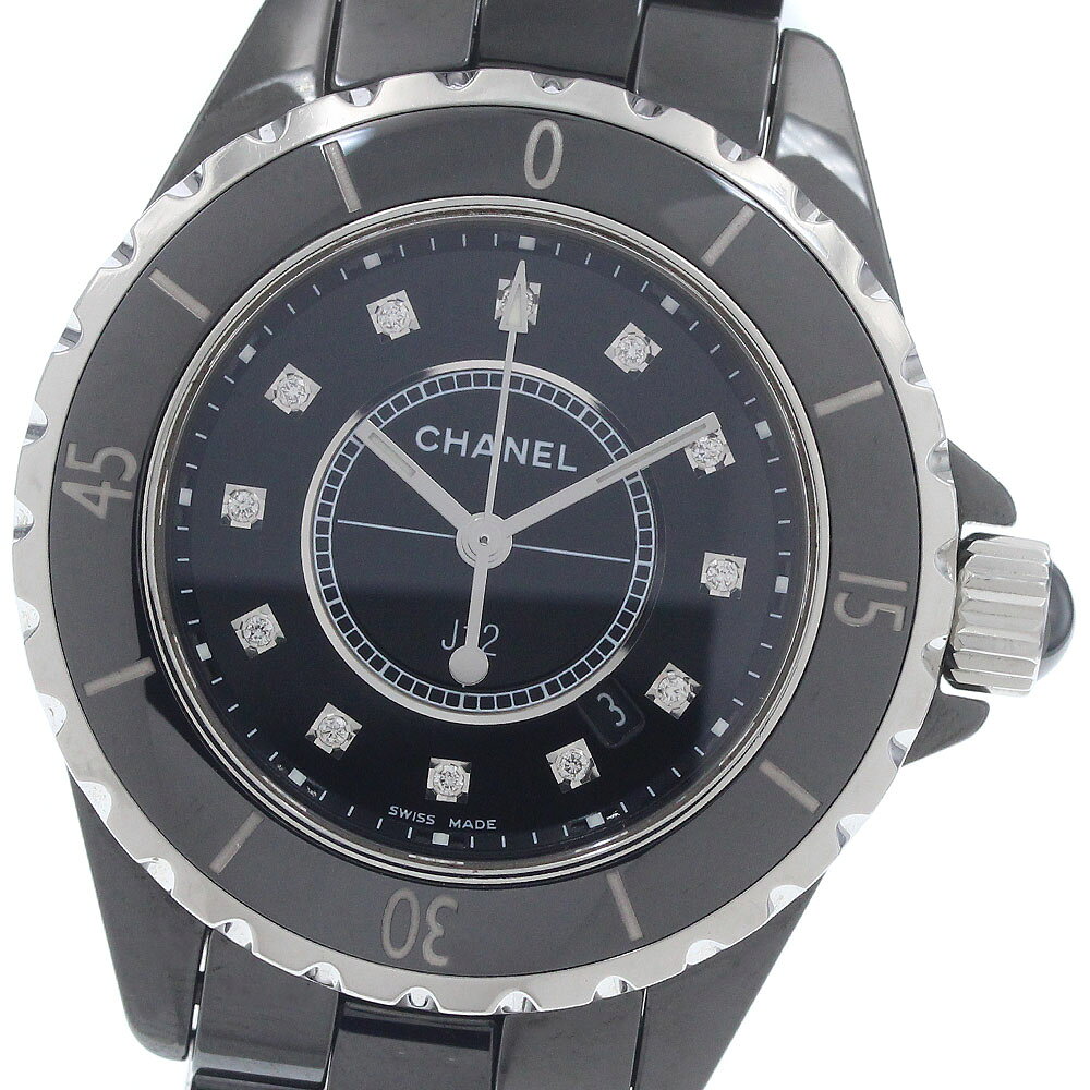 シャネル CHANEL H1625 J12 黒セラミック 33mm 12Pダイヤ クォーツ レディース _950398【中古】
