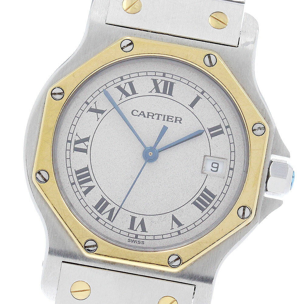 カルティエ CARTIER W2001583 サントスオクタゴン LM デイト YGベゼル クォーツ メンズ 内箱付き_968183【中古】