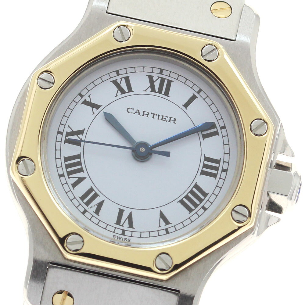 カルティエ CARTIER サントスオクタゴン SM YGベゼル 自動巻き レディース 美品 _966191【中古】