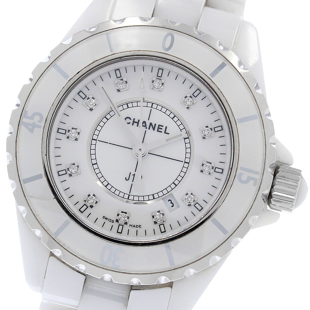 シャネル CHANEL H1628 J12 白セラミック 12Pダイヤ クォーツ レディース _967163【中古】