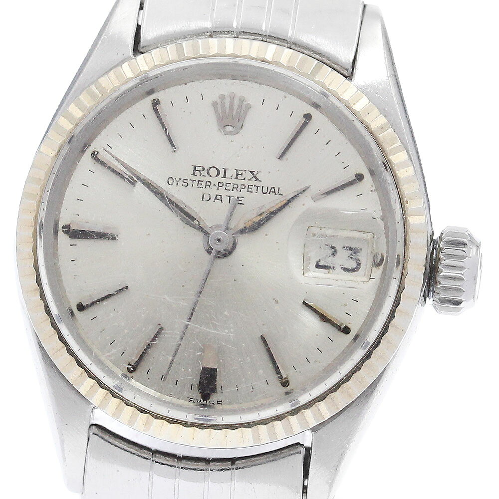 ロレックス ROLEX 6517 オイスターパーペチュアル デイト WGベゼル Cal.1130 自動巻き レディース 保証書付き_911952【中古】