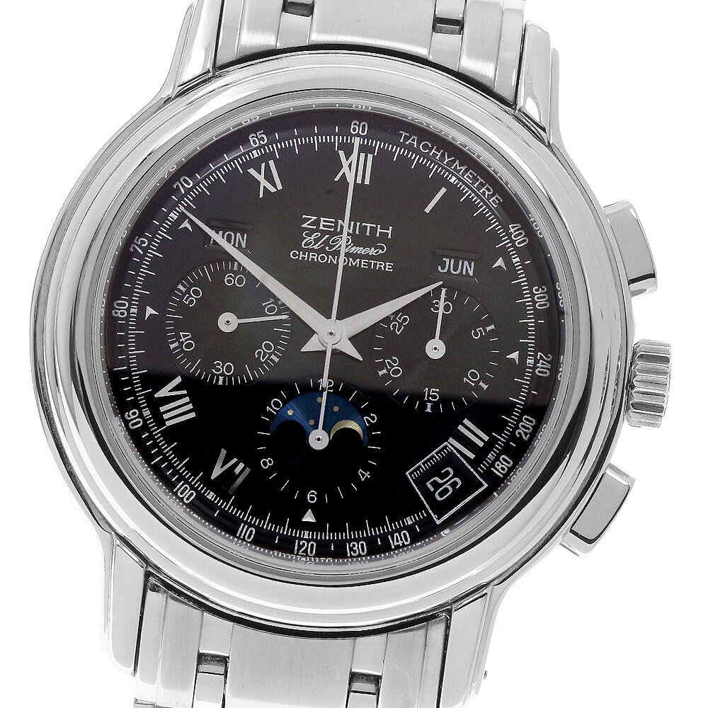 ゼニス ZENITH 02.0240.410 クロノマスター エルプリメロ ムーンフェイズ クロノグラフ トリプルカレンダー 自動巻き メンズ 箱付き_951968【中古】