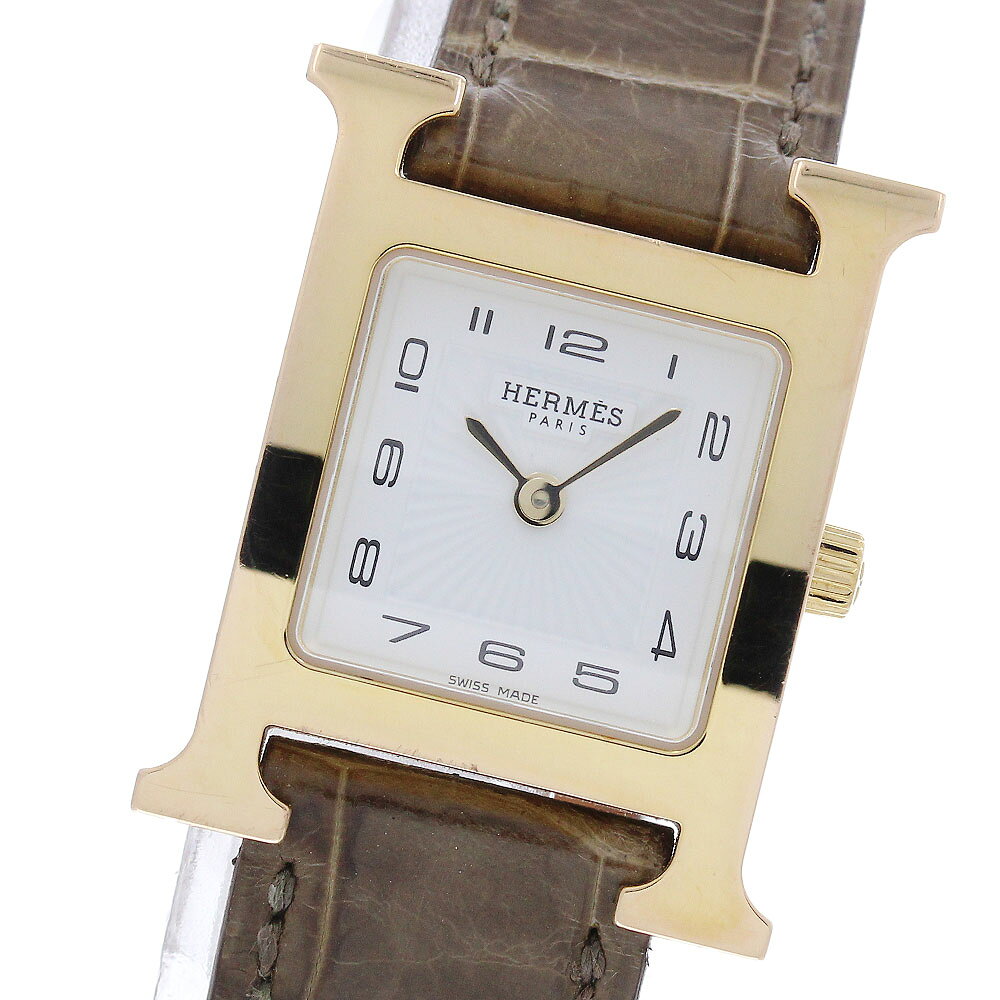 エルメス HERMES HH1.201e Hウォッチ ドゥブルトゥール クォーツ レディース 内箱付き_906957【中古】