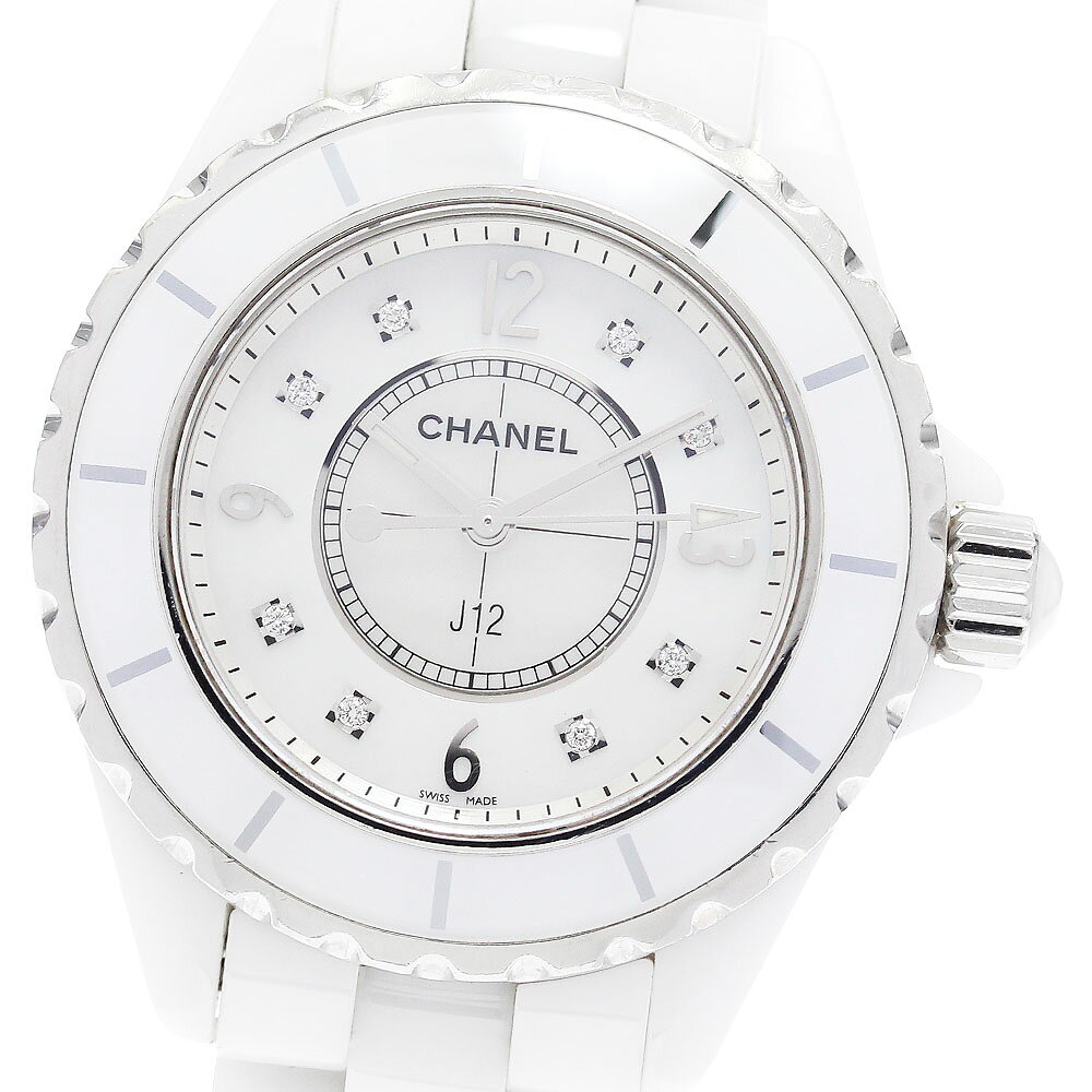 シャネル CHANEL H2422 J12 33mm 白セラミック 8Pダイヤ シェル文字盤 クォーツ レディース _948645【中古】