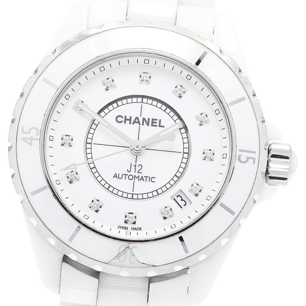 訳あり シャネル CHANEL H1629 J12 38mm 白セラミック 12Pダイヤ 自動巻き  ...