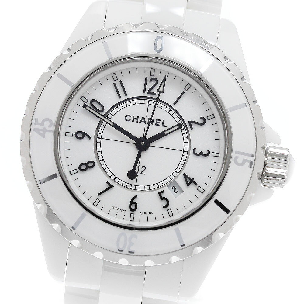 シャネル CHANEL H0968 J12 33mm 白セラミック デイト クォーツ レディース _968631【中古】