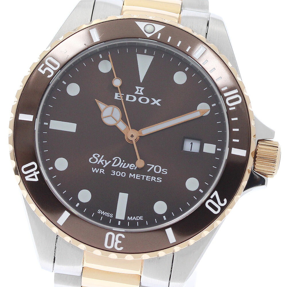 エドックス EDOX 53017-357RBRM-BRI スカイダイバー 70s デイト クォーツ メンズ 良品 箱・保証書付き_969136【中古】