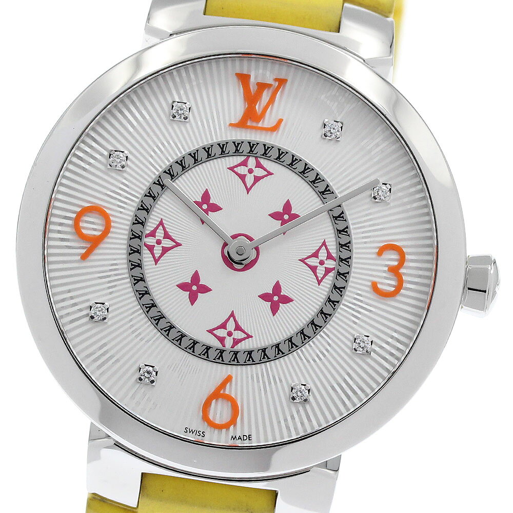 ルイ・ヴィトン LOUIS VUITTON QA147 タンブール モノグラム フューシャ＆オレンジ クォーツ レディース 良品 _967826【中古】
