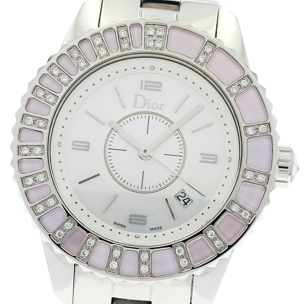 ディオール Dior CD113110 クリスタル ダイヤベゼル クォーツ レディース _970441【中古】