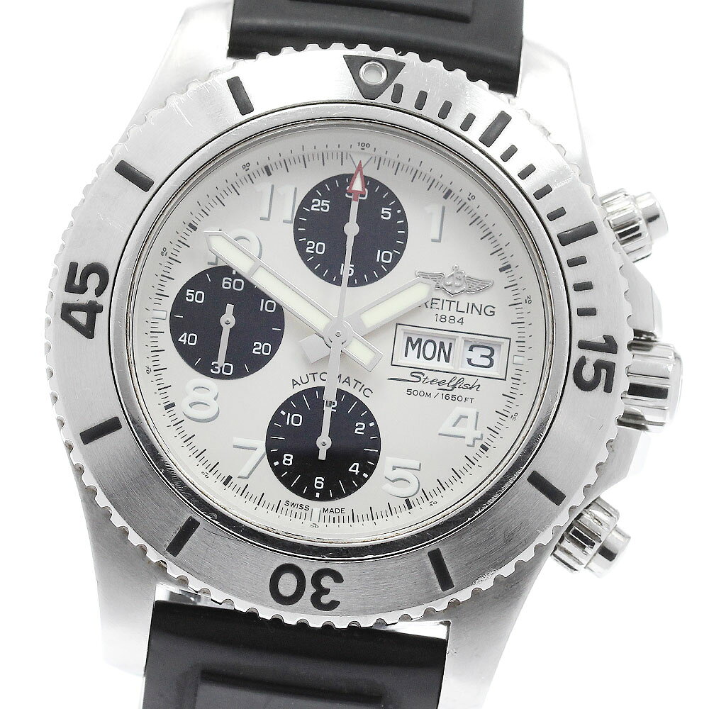 ブライトリング BREITLING A13341 スーパーオーシャン スチールフィッシュ デイデイト クロノグラフ 自動巻き メンズ 箱・保証書付_962980【中古】