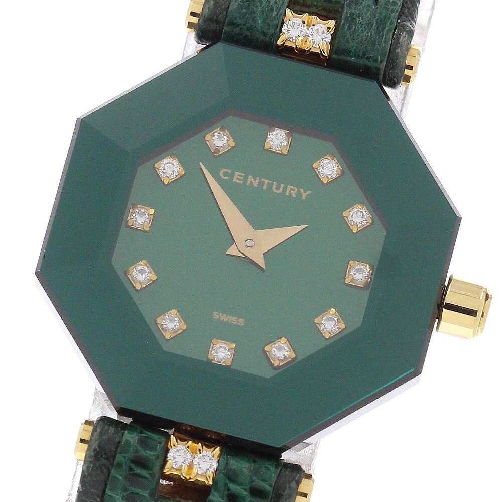 センチュリー CENTURY タイムジェム K18YG 12Pダイヤ 4Pラグダイヤ クォーツ レディース 良品 _967242【中古】