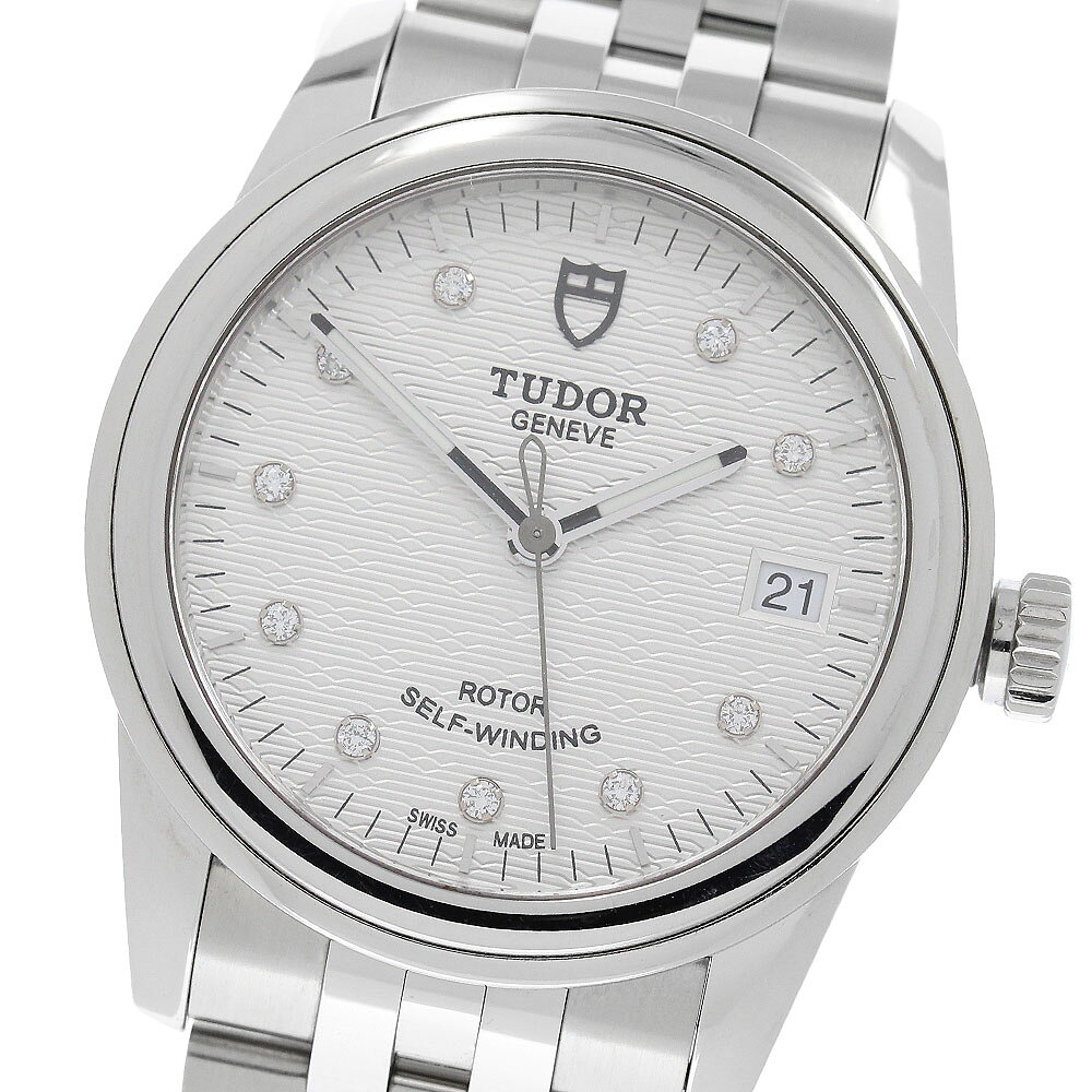 チュードル TUDOR 55000 グラマー デイト 10Pダイヤ 自動巻き メンズ 良品 保証書付き_971158【中古】