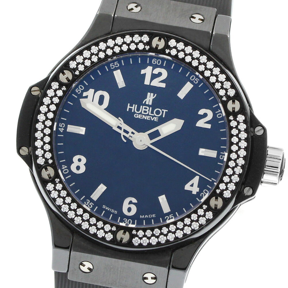 ウブロ HUBLOT 361.CV.1270.RX.1104 ビッグバン ブラックマジック ダイヤベゼル クォーツ ボーイズ 美品 保証書付き_970532【中古】