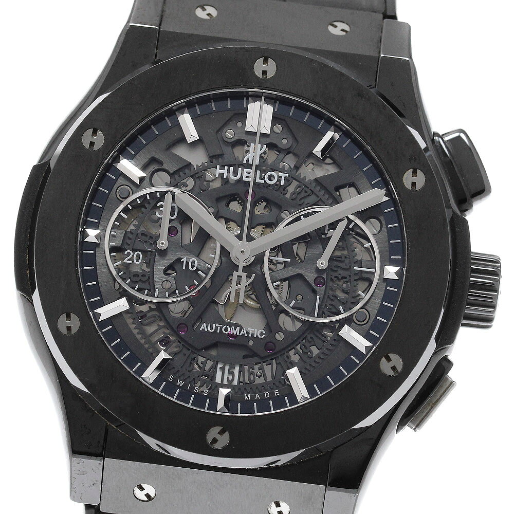 ウブロ HUBLOT 525.CM.0170.RX アエロ・フュージョン ブラックマジック クロノグラフ デイト 自動巻き メンズ 美品 保証書付き_971407【中古】