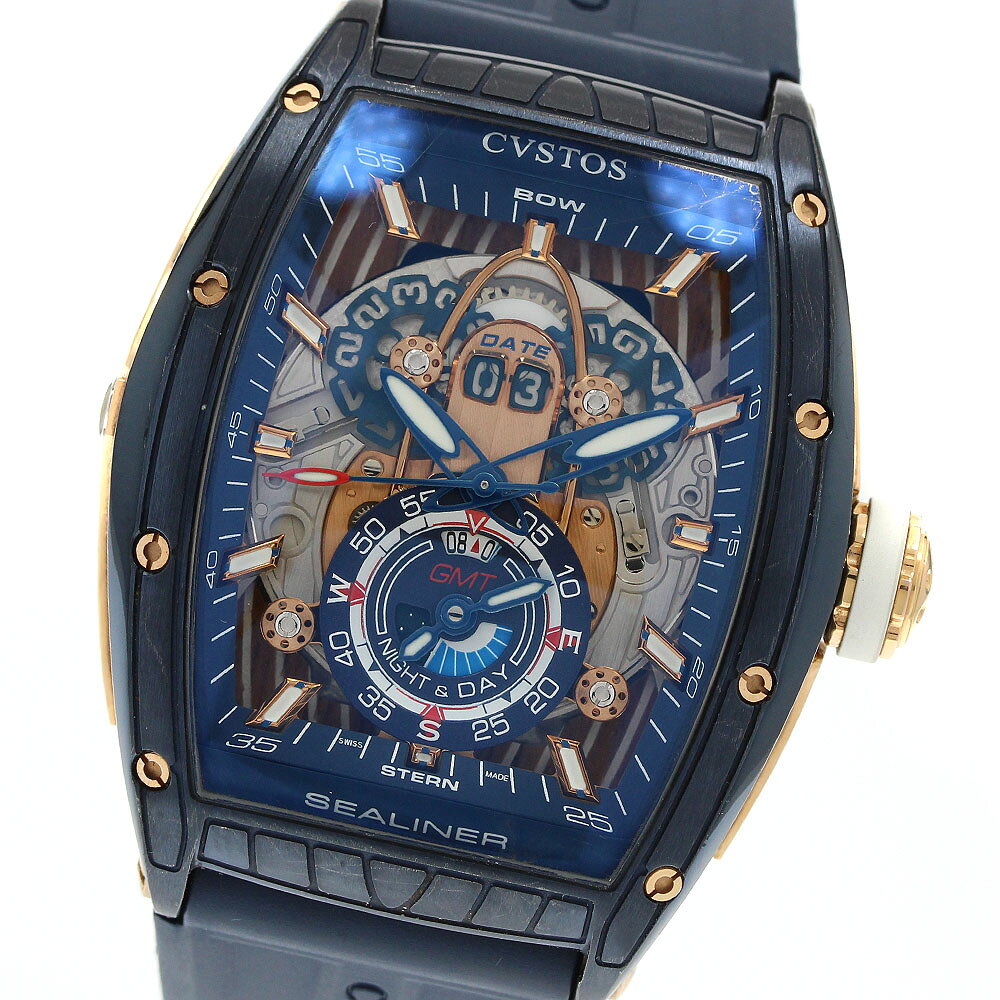 クストス CVSTOS CVT-SEA-GMT-CP5N BLST チャレンジ シーライナー GMT 自動巻き メンズ 箱・保証書付き_969107【中古】