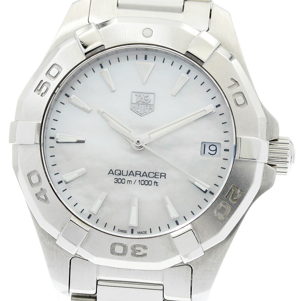 タグホイヤー TAG HEUER WAY1312 アクアレーサー デイト ホワイトシェル文字盤 クォーツ レディース 箱付き_965415【中古】