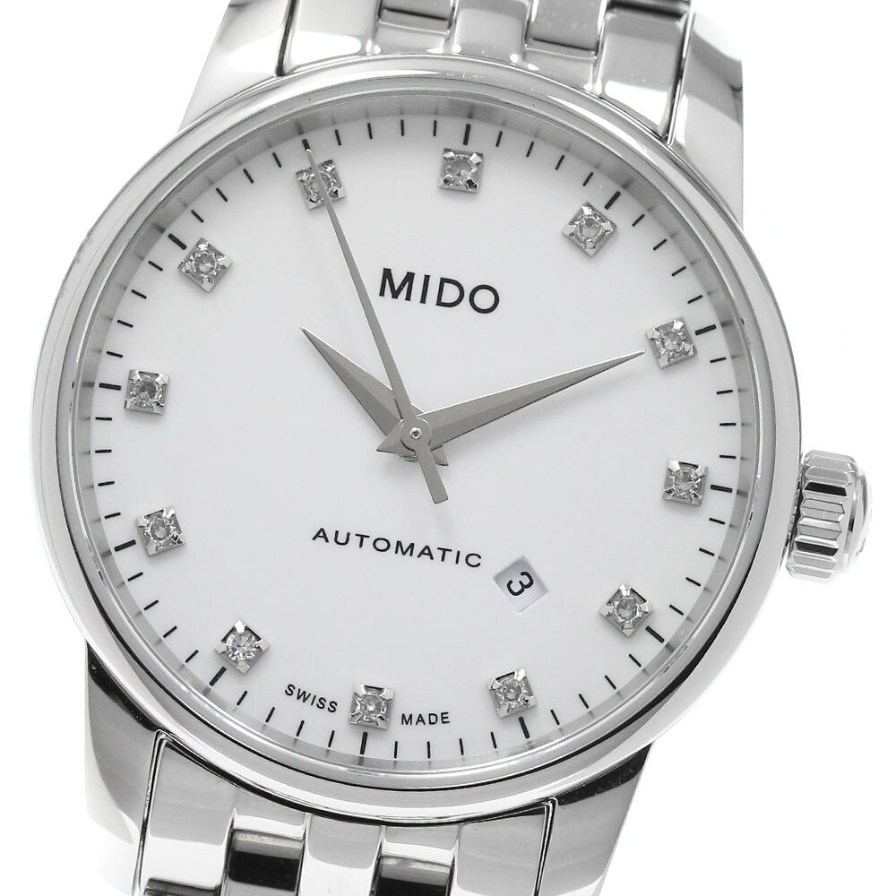 ミドー MIDO M7600.4.66.1 バロンチェッリ 12Pダイヤ デイト 自動巻き レディース 美品 箱・保証書付き_971572【中古】