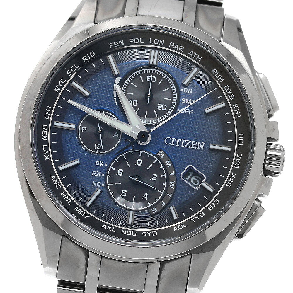 シチズン CITIZEN H804-T018696/AT8040-57L アテッサ エコドライブ ダイレクトフライト クロノグラフ ソーラー電波 メンズ _972135【中古】